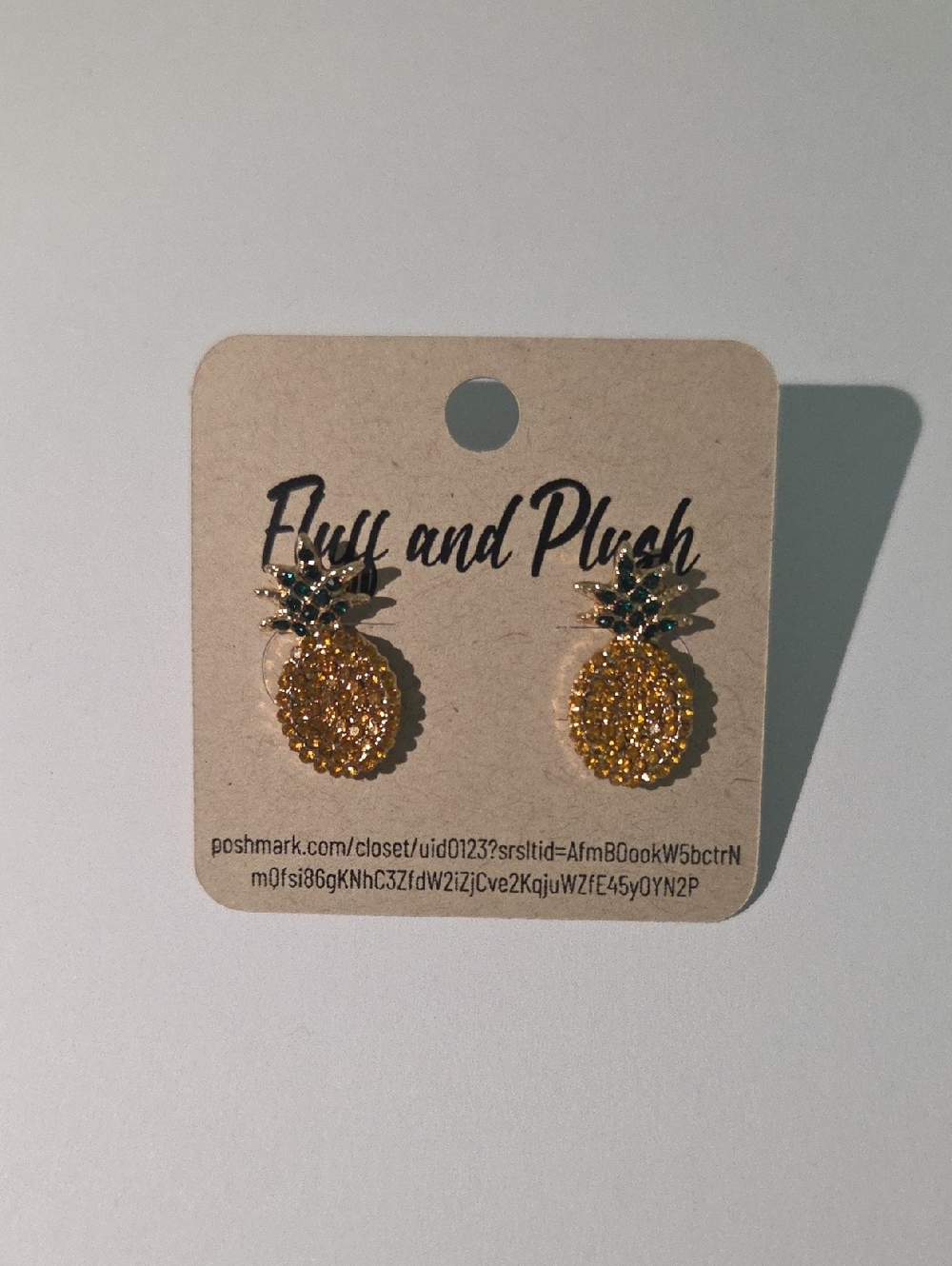 Gold & Green Pineapple Stud Earrings